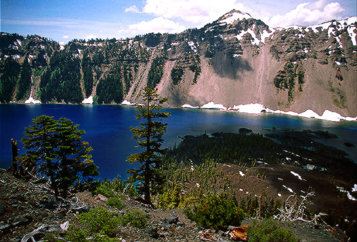 Norhtern tip of Wizard Island and Skell Channel from Crater Rim of Cinder Cone