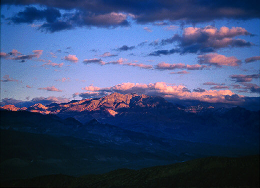 Grapevine mountains at the sunset